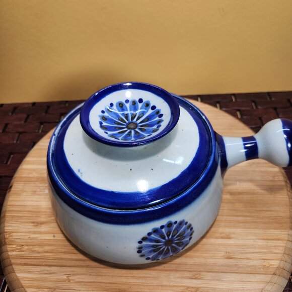 Ken Edwards El Palomar Guadalajara Blue Flower Lidded Bowl Mexican Pottery VTG - Picture 2 of 9